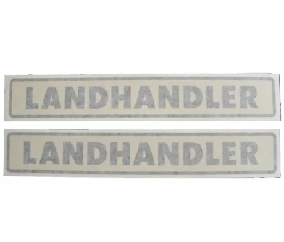 Set of two vinyl decals that read 'LANDHANDLER' in capital letters, designed for Allis-Chalmers farm tractors.