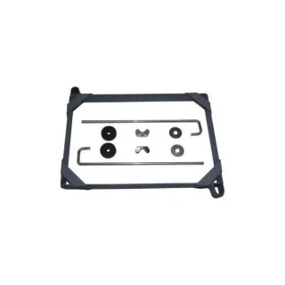 A battery hold down bracket set with various metal components and rubber washers, designed for Allis-Chalmers D14 and D15 farm tractors, not suitable for automobiles.