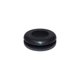 Allis-Chalmers G Spark Plug Wire Loom Grommet 70800261, black rubber cylindrical grommet with grooves for spark plug wire protection and organization.