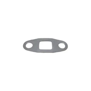 AGCO Allis Chalmers 7030 7040 Turbo Oil Drain Tube Gasket 70277202, image of a small metal gasket with oval shape and two circular holes on each side.