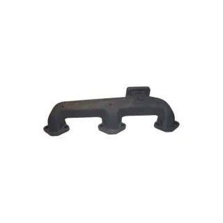 Allis-Chalmers Exhaust Manifold 190 190XT 200 7000 7010 7020 8010, black metal exhaust manifold with multiple connection ports.