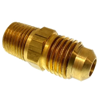 A brass straight fitting for sediment bowl to fuel line on Allis-Chalmers farm tractors.
