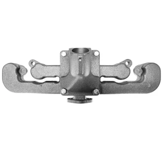 A metal side exhaust manifold designed for Allis-Chalmers farm tractors, specifically for the model WC WF, with a 45-degree angle.