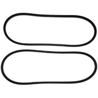 Allis-Chalmers D17 Diesel Fan Belt Set of 2, black rubber fan belts for tractor engine cooling and operation.
