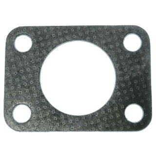 AGCO Allis Chalmers D15 Diesel D17 Diesel Muffler Mounting Gasket 70229678, a black, textured metal gasket with a large central hole and four smaller surrounding holes.