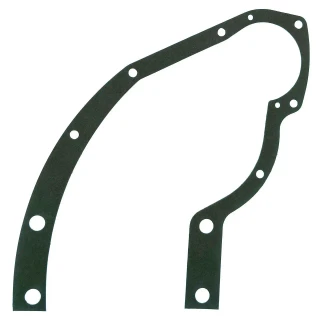 AGCO Allis Chalmers Timing Gear Cover Gasket 70206946, black rubber gasket with multiple holes for engine assembly.