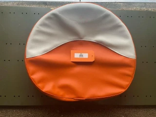 Allis-Chalmers 21" Orange & White Seat Pad 401, a cushioned, round seat pad with orange and white sections, designed for tractor or equipment seating.