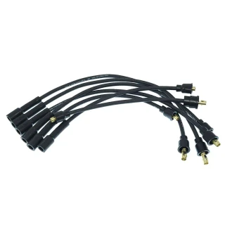 Allis-Chalmers 190 Spark Plug Wire Set (Electronic Ignition), flexible black spark plug wires with gold and black connectors for engine ignition system.