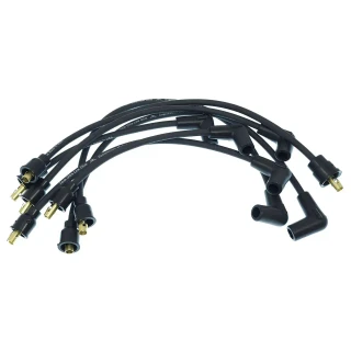 Allis-Chalmers D19 Spark Plug Wire Set (Electronic Ignition), black spark plug wires with gold connectors for tractor ignition system.