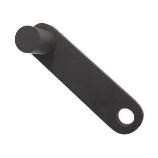 Allis-Chalmers Drawbar Lock 1/2 in KI1058, black metal drawbar locking component with a hole at one end and a rounded knob at the other, for agricultural machinery.