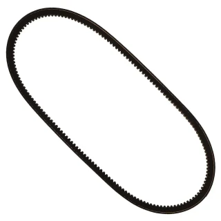 Allis-Chalmers D21 Fan Belt 70240595, black rubber V-belt with grooved inner surface designed for heavy-duty tractor engine drive.