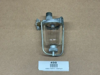Allis Chalmers Sediment Bowl Assembly, metal and glass sediment bowl with mounting bracket for D15, D17, D19, D21, WD, WD45, 170, 175, 180, 190, and 190XT tractors.