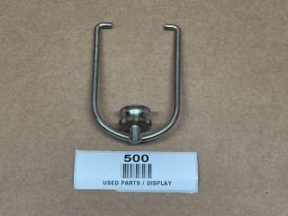 Fuel Filter Bail Assembly with Brass Nut, display view of a metal bail with brass nut and label with number 500 and 'Used Parts / Display' text.