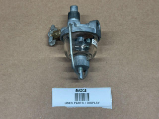 Sediment Bowl Assembly Allis Chalmers B C CA IB RC D14 D15 D17 D19 tractor parts, used sediment bowl assembly on brown background with display label.