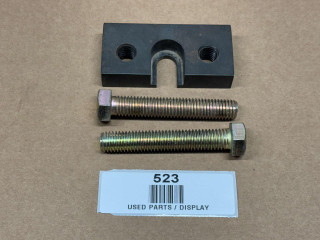 Brake Pin Puller Removal Tool for Allis-Chalmers WD, WD45, D17, display of metal component with two bolts and a black metal bracket for tractor brake repair.