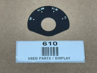 Allis-Chalmers Light Switch Plate 70249141, display showcasing a black switch plate with white labels for various light controls.