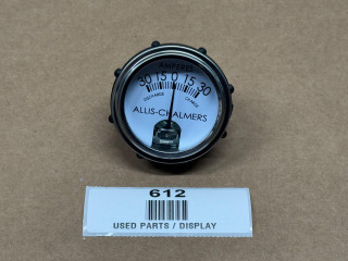 Allis Chalmers Amp Gauge, display showing current amperage reading with a white face and black markings