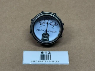 Allis Chalmers Amp Gauge, a circular analog ammeter display showing amperes with a needle indicator and a white dial face.