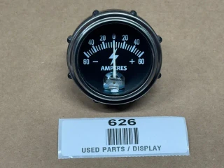 Ammeter (Amp) Gauge, 60-0-60 (Display), black and white analog dial with a needle showing current measurement in amperes.