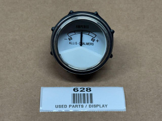 Allis Chalmers Amp Gauge 60-0-60 70254407, a circular analog meter with a needle and a white face displaying amperes measurement from 0 to 60, used for vehicle or machinery electrical diagnostics.