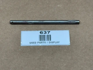 Allis-Chalmers Oil Filter Tube Element Stand Pipe 70203899, display of a metal tube stand pipe on a brown background with a label underneath reading '637 USED PARTS / DISPLAY'.