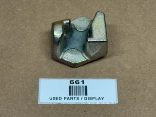 Rear Spinout Rim Stop for Allis-Chalmers, Ford, Case, Massey Ferguson, John Deere tractors, used part displayed on a brown background.