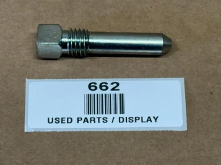 Rim Stop Bolt for Allis Chalmers, Case, Ford, JD, Massey Ferguson, display showing a metallic bolt with a hexagonal head, screw threads, and a tapered end.