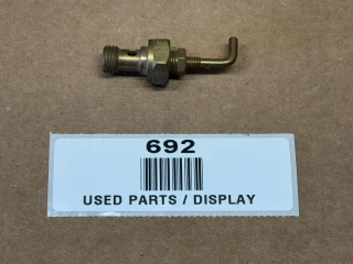 Needle & Seat Assembly Main Jet for Allis Chalmers WD45 D17, metal engine part with threaded and L-shaped components on a brown background.
