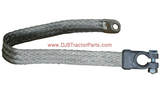 Allis-Chalmers Battery Cable 19" (Non-Insulated) AB-421D, image of a braided metal battery cable with eyelet terminals in a close-up view.