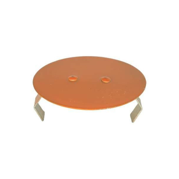 Allis-Chalmers Allis Chalmers D14 D15 Clutch Inspection Cover Plate, round orange cover with two holes and metal clips on sides.