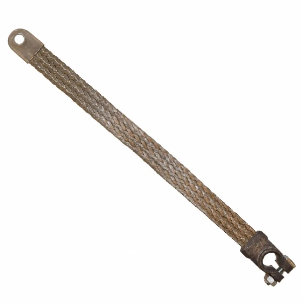 Allis-Chalmers Battery Cable 14" Ground Cable, non-insulated ground cable with braided metal exterior for electrical grounding.