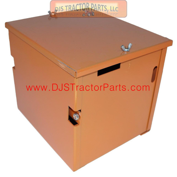Allis-Chalmers Battery Box for RC, WC, WF models, orange metal enclosure with side and top access, industrial tractor part