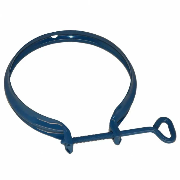 Allis-Chalmers D10 D12 D14 Air Cleaner Clamp, blue metal engine air filter clamp with a screw and hook design.