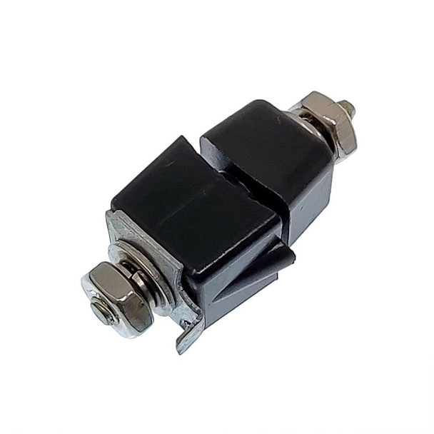 Allis-Chalmers Delco Distributor Terminal Insulator Assembly Square Style, black plastic insulator with metal terminal connectors on each end.