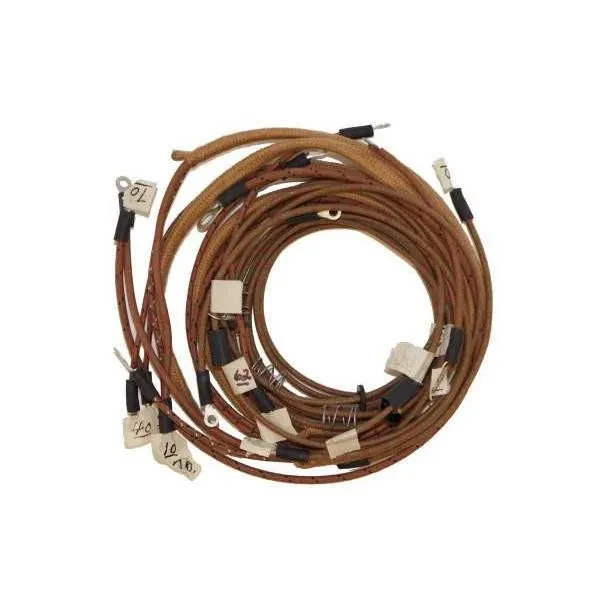 Allis-Chalmers Complete 6V Wiring Harness for Allis-Chalmers RC WC WF, coiled electrical wiring with connectors and labeled wires for tractor restoration.