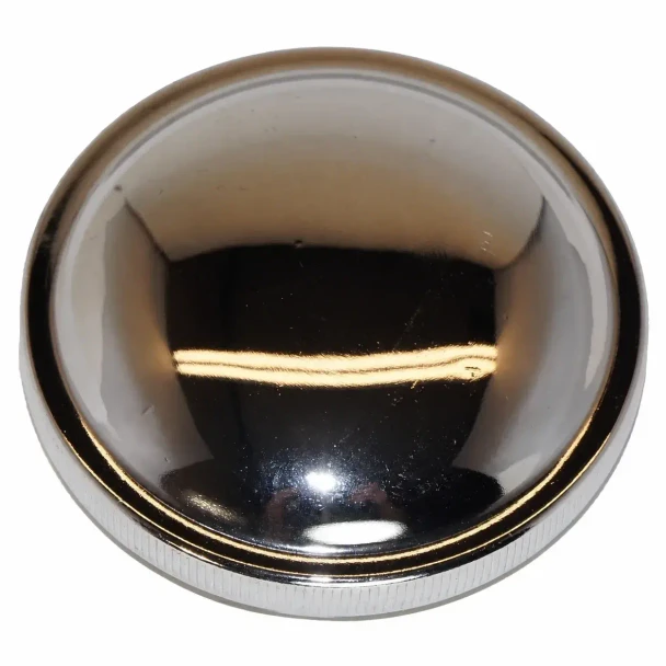 Allis-Chalmers Radiator or Fuel Cap, shiny metallic and round with a smooth reflective surface.