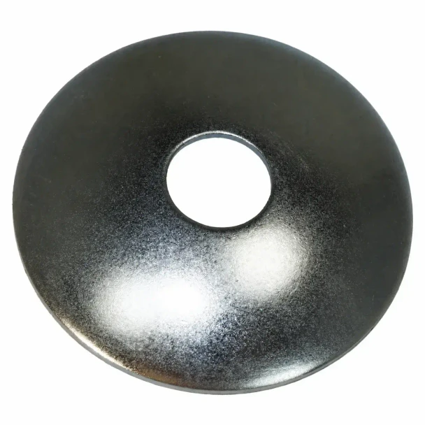 Allis-Chalmers Concave Light Mounting Washer / Retainer, black metallic round washer with a central hole.