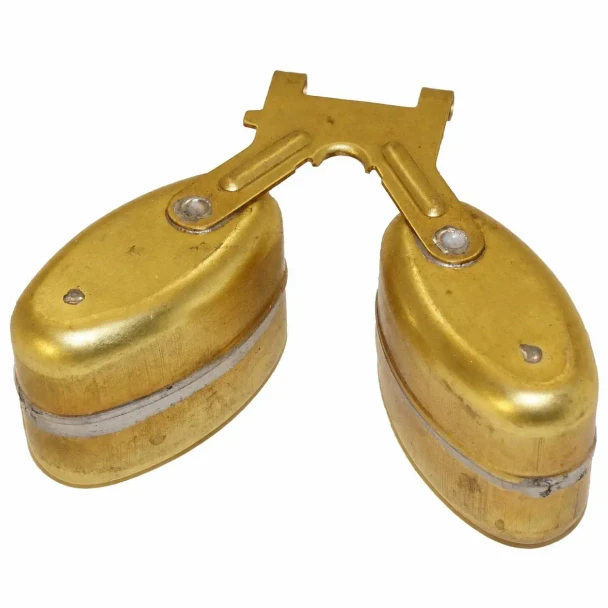 Allis-Chalmers Zenith Carburetor Float, vintage brass float with attached metal arm for controlling fuel level in carburetor.