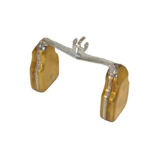 Allis-Chalmers Holley Carburetor Float for Allis-Chalmers 190 and Ford, automotive engine part with yellow float chambers and metal mounting bracket.