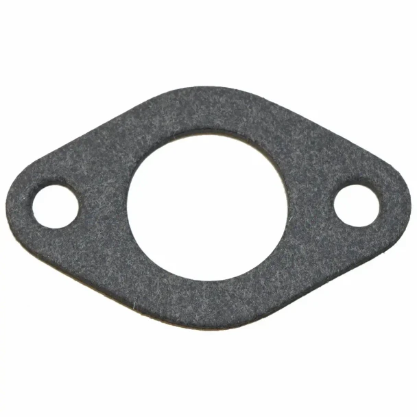 Allis-Chalmers Carburetor Gasket for Allis Chalmers, Avery, Farmall, Massey Harris, black rubber gasket with central hole and two smaller holes for mounting.