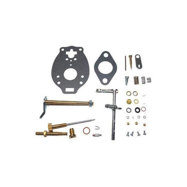 Allis-Chalmers Basic Carburetor Repair Kit for Marvel Schebler, includes various gaskets, jets, screws, pins, and other small parts for carburetor repair and maintenance.