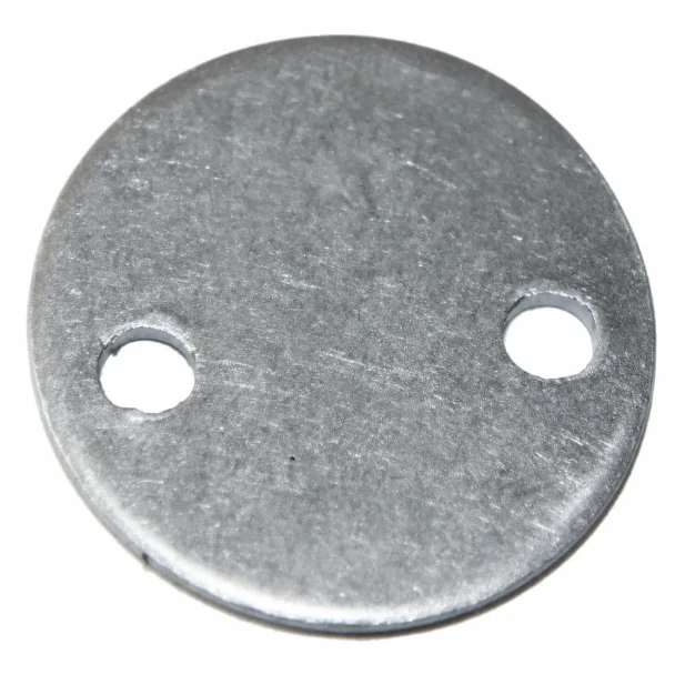 Allis-Chalmers Throttle Butterfly Disc for Marvel Schebler Carburetor, metal circular disc with two holes for installation.