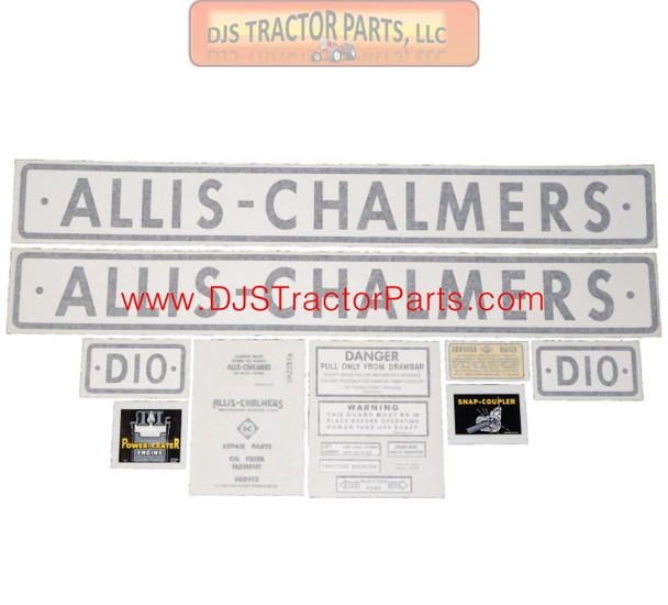 Allis-Chalmers Allis Chalmers D10 1959 W/ BARS ON GRILL: VINYL CUT DECAL SET - DJS132 