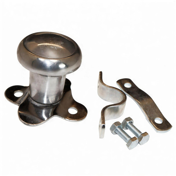 Allis-Chalmers Steering Wheel Spinner, metallic steering wheel knob and mounting hardware on white background.