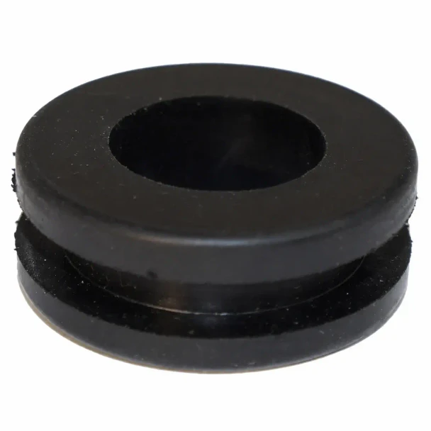 Allis-Chalmers Wiring Harness Grommet for Dash & Fuel Tank Support, black rubber grommet for wiring protection and support in automotive or tractor applications.