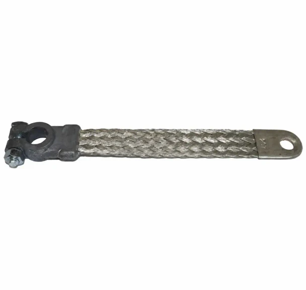Allis-Chalmers 6-inch Battery Cable, heavy-duty braided silver cable with metal terminal end for automotive battery connections.
