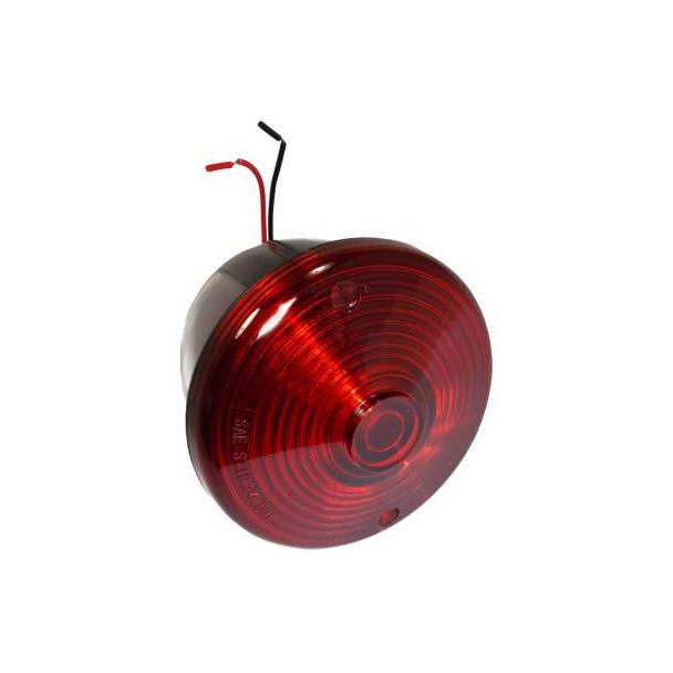 Allis-Chalmers 12 Volt Round Red Tail Light Assembly with License Lamp Window, vintage tractor lighting part.