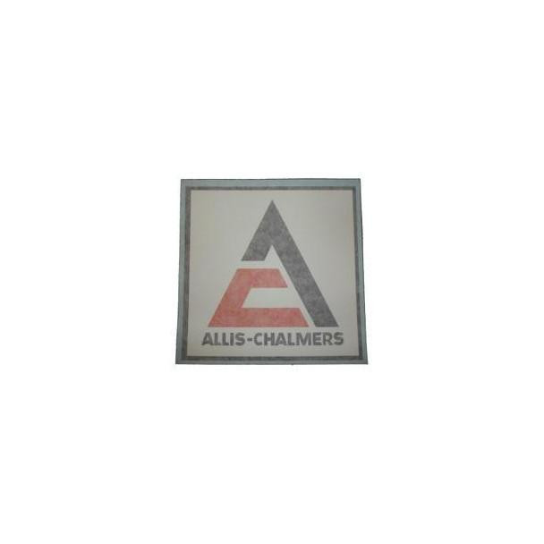Allis-Chalmers Black/Orange on White Vinyl Decal, product image of a square decal featuring the Allis-Chalmers logo with text.
