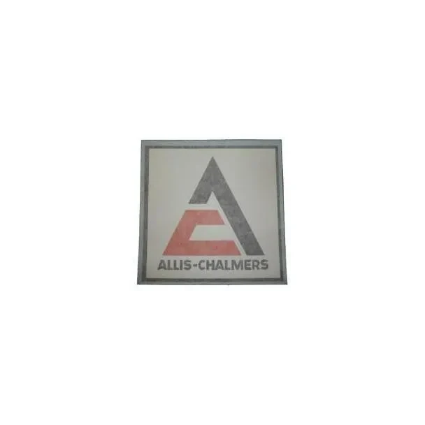 Allis-Chalmers Black/Orange on White Vinyl Decal, product image of a square decal featuring the Allis-Chalmers logo with text.