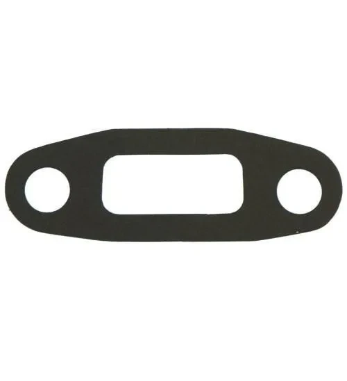 Black Allis-Chalmers water manifold gasket for WC and WD farm tractors, with an elongated rectangular center opening and a round bolt hole at each end.